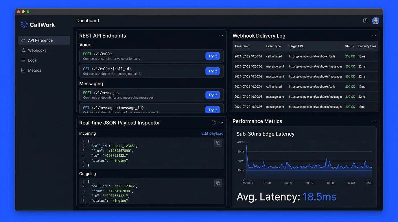 DIDWire Programmable Telecom REST API Gateway and Webhook Event Inspector