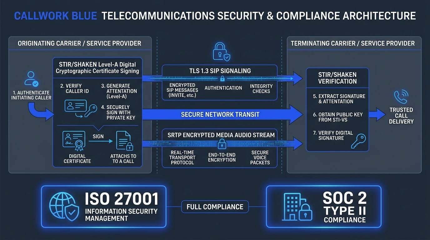 DIDWire Telecommunications Security, STIR/SHAKEN, TLS 1.3, SRTP and Compliance Architecture